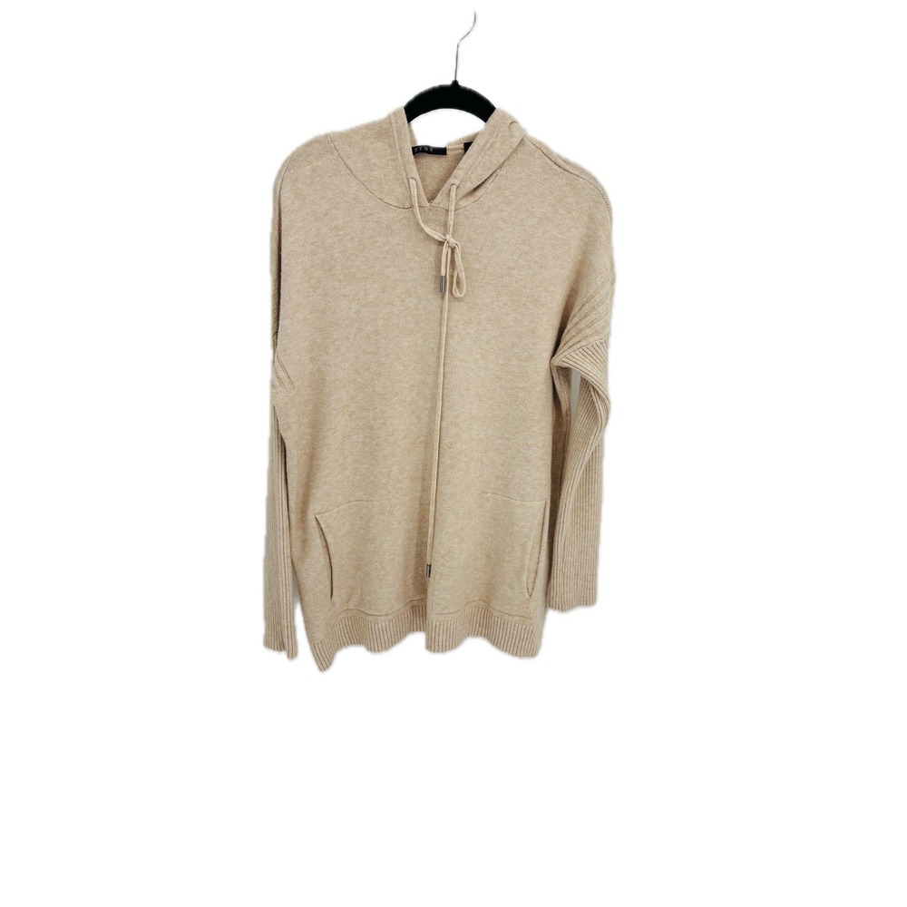 Cyrus Hooded Sweater Womens Medium Oatmeal Long Sleeve Front Pockets Knit Hoody